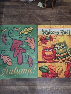 Autumn & Fall Large House Garden Flags Lot Owls Cottagecore